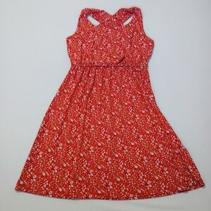 Kaileigh Tasha Knit Dress Orange Floral Sleeveless Size M Crossback Stretch